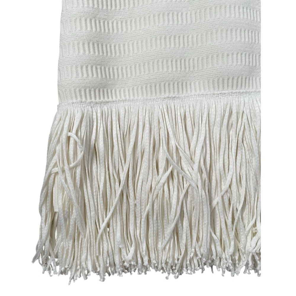 Express Women’s Fringe Skirt Size XL New Without Tags Ivory Stretch Statement - Picture 3 of 6